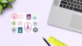 Paris Stamp Sticker Sheet on a Desk (New) example