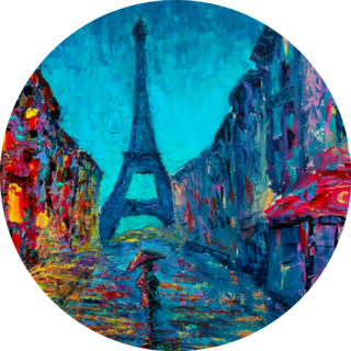 Paris Street Art Painting Circle Sticker