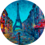 Paris Street Art Painting Circle Sticker