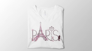Paris White V-Neck Tee Design