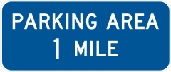 Parking Area 1 Mile Sticker