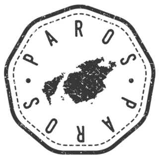Paros, Greece Map Stamp Retro Postmark Sticker