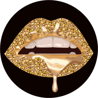 Parted Glittery Gold Lips Sticker