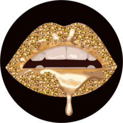 Parted Glittery Gold Lips Sticker