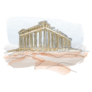 Parthenon On Acropolis, Athens, Greece Illustration Sticker