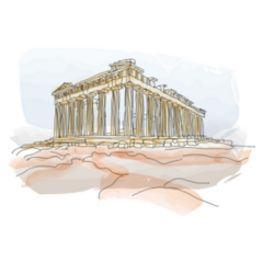 Parthenon On Acropolis, Athens, Greece Illustration Sticker