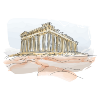 Parthenon On Acropolis, Athens, Greece Illustration Sticker