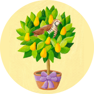 Partridge In A Pear Tree On Yellow Sticker