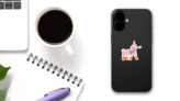 Party Poodle Sticker on a Phone (New) example