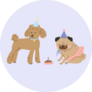 Party Pug & Poodle Sticker
