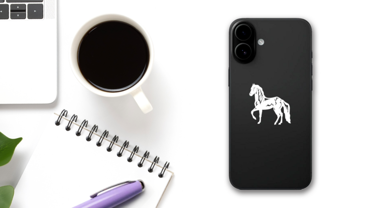 Paso Finao Horse Sticker on a Phone (New) example