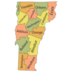 Pastel Administrative Map Of The State Of Vermont Sticker