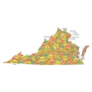 Pastel Administrative Map Of Virginia Counties Sticker