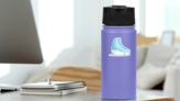 Pastel Blue Figure Skate Sticker on a Water Bottle (New) example