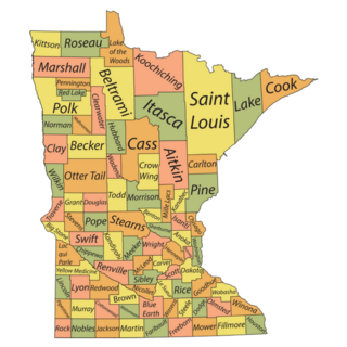 Pastel Map Of  Minnesota With Its Counties Sticker