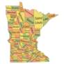 Pastel Map Of  Minnesota With Its Counties Sticker