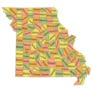 Pastel Map Of Missouri Usa With  Name Of Its Counties Stickers