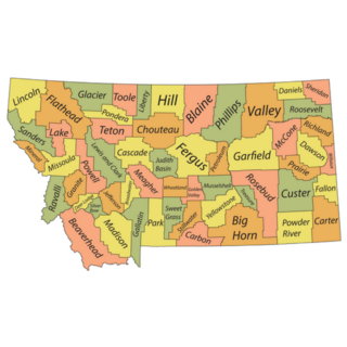 Pastel Map Of  Montana With Its Counties Stickers
