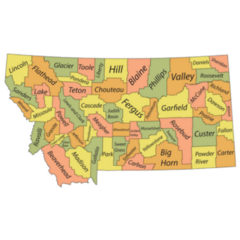 Pastel Map Of  Montana With Its Counties Stickers