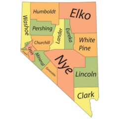 Pastel Map Of Nevada, Usa With Counties Sticker