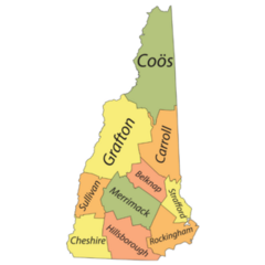 Pastel Map Of New Hampshire Counties Sticker