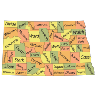 Pastel Map Of North Dakota Counties Sticker