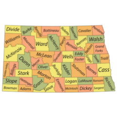 Pastel Map Of North Dakota Counties Sticker