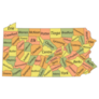 Pastel Map Of Pennsylvania Sticker