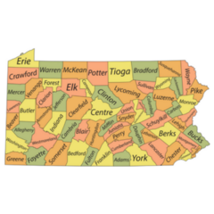 Pastel Map Of Pennsylvania Sticker