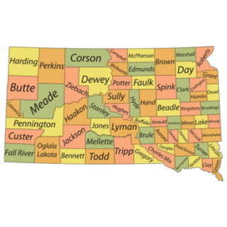 Pastel Map Of South Dakota With Its Counties Sticker
