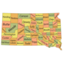 Pastel Map Of South Dakota With Its Counties Sticker
