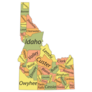 Pastel Map Of The Federal State Of Idaho Sticker