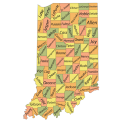 Pastel Map Of The Federal State Of Indiana Sticker
