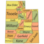 Pastel Map Of Utah, Name Counties Sticker