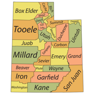 Pastel Map Of Utah, Name Counties Sticker