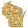 Pastel Map Of Wisconsin With Its Counties Sticker