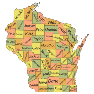 Pastel Map Of Wisconsin With Its Counties Sticker