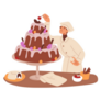Pastry-cook Decorating Cake Illustration Sticker