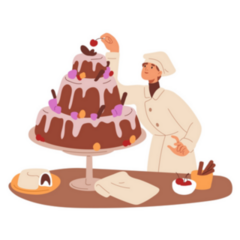 Pastry-cook Decorating Cake Illustration Sticker