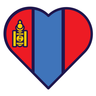 Patriot Heart In National Mongolia Flag Sticker
