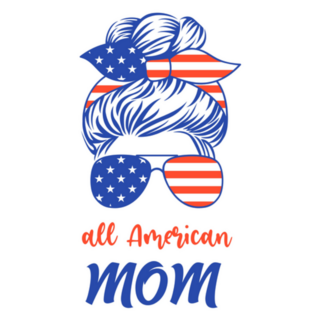 Patriotic All American Mom With Messy Bun Sticker