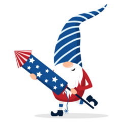 Patriotic American Gnome With Fourth Of July Firework Sticker