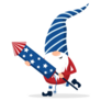 Patriotic American Gnome With Fourth Of July Firework Sticker