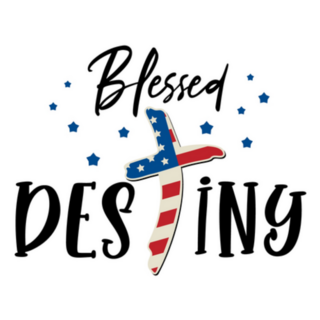 Patriotic Blessed Destiny Lettering Sticker