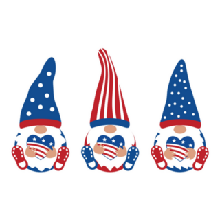 Patriotic Gnome Set With Hearts 4th Of July Sticker
