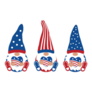 Patriotic Gnome Set With Hearts 4th Of July Sticker
