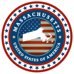 Patriotic Massachusetts State Sticker