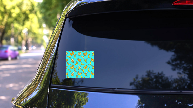 Pattern Bananas On Blue Sticker on a Rear Car Window (New) example
