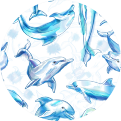 Pattern. Dolphins. Imitation Of Watercolor. Sticker