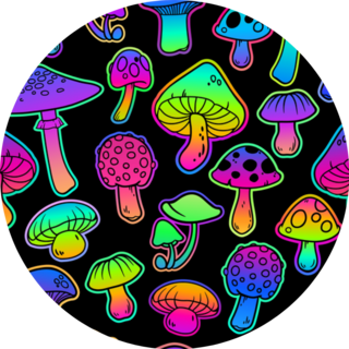 Pattern Illustration With Mushrooms Psychedelic Sticker